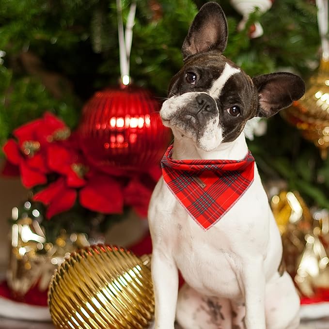 Elegant Little Tail Christmas Dog Bandana - Holiday Bandanas for Small, Medium, Large Dogs - Soft, Washable, Adjustable Square Scarf Kerchief for Girls and Boys