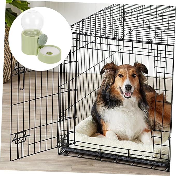 2pcs Hanging Pet Water Dispenser for Dogs and Cats Feeder Convenient Cage Accessory for Pets Green Roman Design