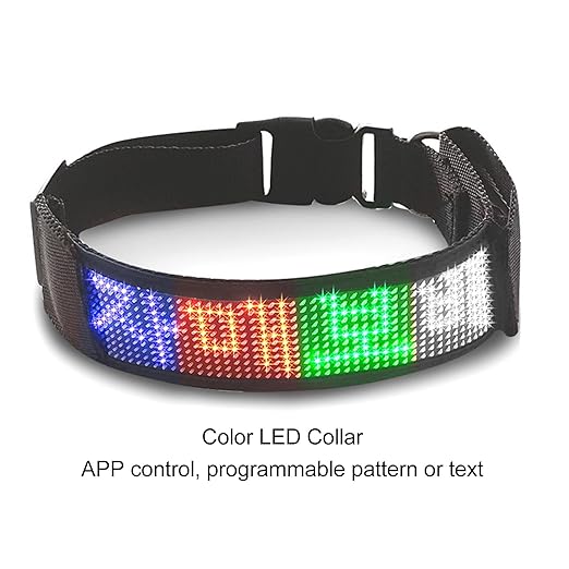 LED Collar, LED Dog Necklace USB Charging Mobile APP Control Wear Resistance 450mAh Battery High Visibility for Night Walking