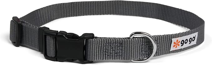 GOGO Pet Products Comfy Nylon 3/4-Inch Adjustable Pet Collar, Medium, Gray
