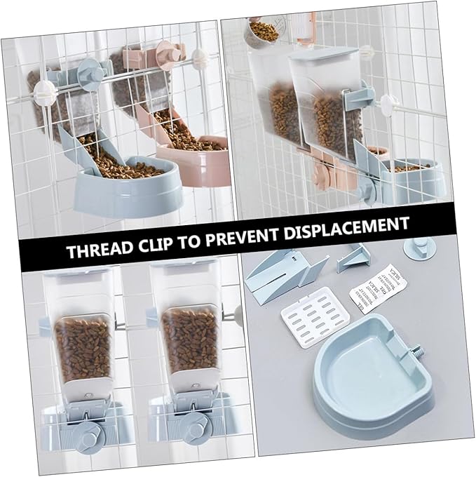 Automatic Hanging Dog Feeder with Lid Capacity Pet Food Dispenser for Cage Use Space-Saving Stable Design Easy to Clean Detachable Bowl in Night Sky Blue