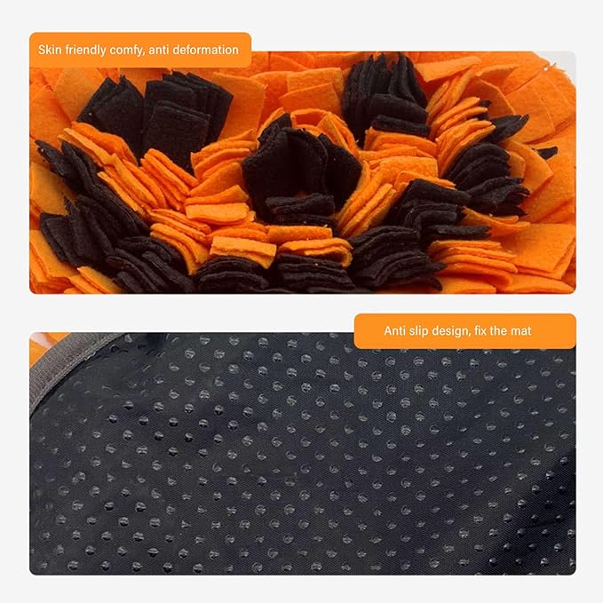 VINGVO Pumpkin Shaped Snuffle Mat for Dogs, Durable Plush Slow Feeding Puzzle Toy with Non Slip Bottom, for Nose Work Training and Indoor Outdoor Use