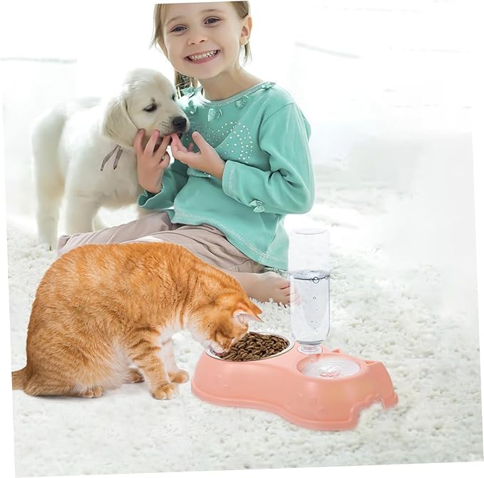 1set Automatic Pet Feeder Dual Bowls Detachable Water and Food Dispenser for Cats and Dogs Convenient and Easy to Design for Daily Feeding