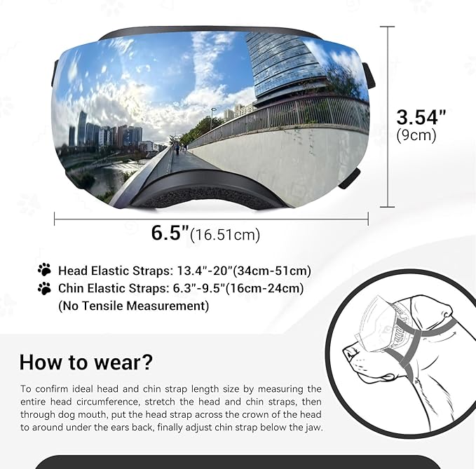 NAMSAN Dog Goggles for Large Dogs, Black/Silver Lenses Replaceable, Dog Sunglasses Medium to Large Breed, Anti-UV Doggie Eye Protection, Adjustable Driving Glasses, Windproof Dustproof, Black