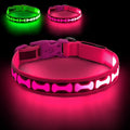 Flashseen Light Up Dog Collars, Adjustable LED Dog Collar Rechargeable, Glow in The Dark Dog Collars Super Bright Glow Collars for Night Walking for Dogs (Pink, Large)