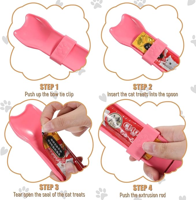 2PCS Cat Treat Spoon Set, Cat Treat Squeeze Spoons & Cats Strip Feeder Spoon for Wet Food, Lickable Treats, and Liquid Snacks - Blue & Pink