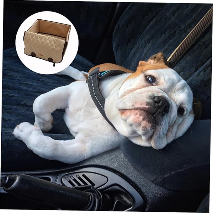 Angoily Dog Car Seat Cushion Pet Front Seat Mat for Car and Home Use Beige Color Easy to and Store