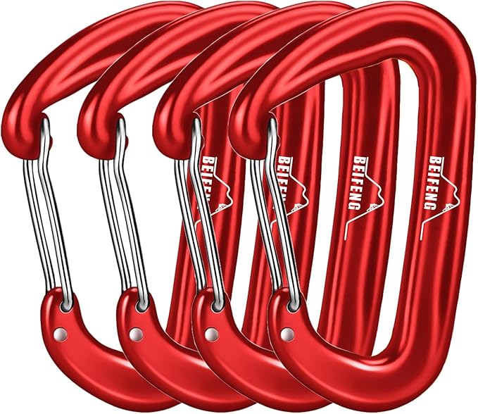 BEIFENG Heavy Duty Lightweight Locking Carabiner Clips D Ring for Camping Hiking Outdoor Gym etc, Carabiner with Lock Small Carabiners for Dog Leash & Harness