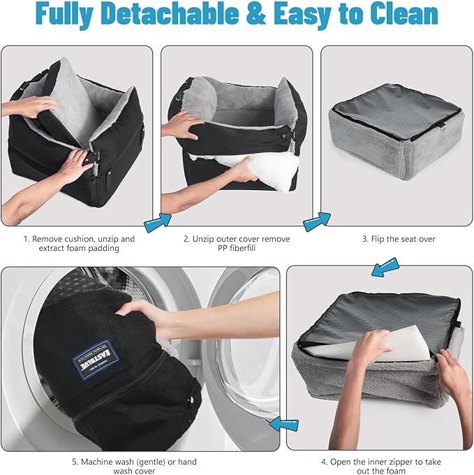 EASTBLUE Dog Booster Car Seat: Elevated Car Seat for Small Medium Dogs 0-35 lbs Washable & Safety Dog Travel Bed with Memory Foam Cushions for Pet Puppy Cat