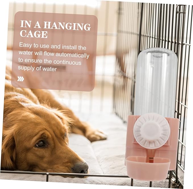 Sosoport Hanging Dog Water Dispenser Automatic Cat Water Bottle Suction Cups Puppy Feeding Waterer for Cages for Travel and Home Use