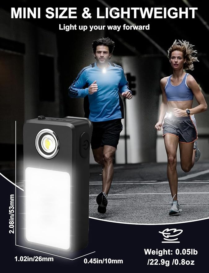 Clip on Flashlight, Rechargeable Safety Running Light with 3 Modes, Running Lights for Runners are IPX7 Waterproof, Hands Free Flashlight for Walking, Hiking, Dog Walking & Camping (2 Pack)