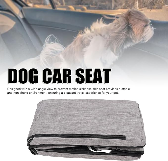 Center Console Dog Car Seat for Small Dogs 42x20x22cm, 300D PU Oxford Cloth - Comfortable Booster with Dual Safety Straps, Portable Design for Pet Travel