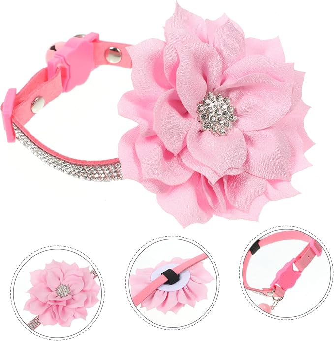 Yardwe Adjustable Rhinestone Dog Collar Comfortable Puppy Neck Decor for Dogs and Cats Stylish and Design for Daily Wear and Special Occasions