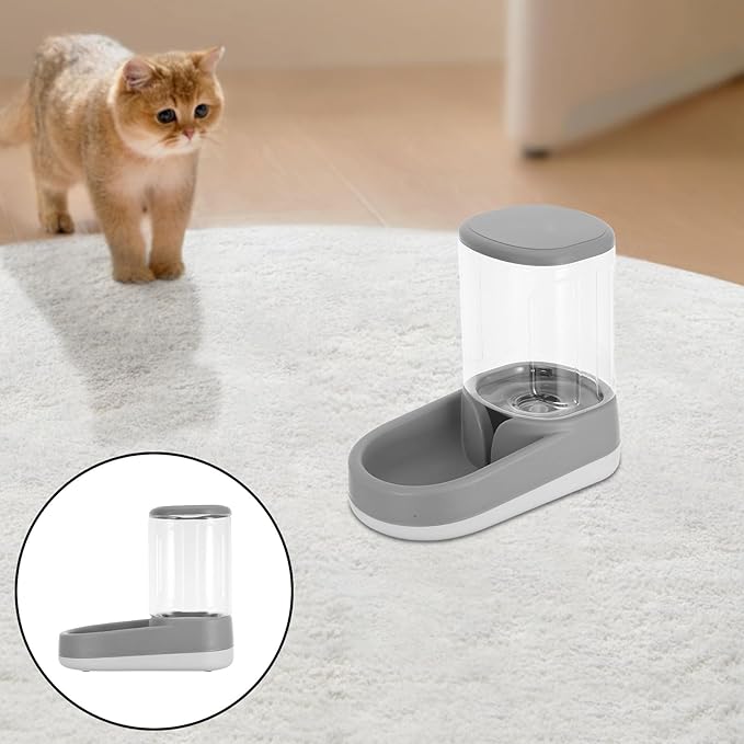 Automatic Pet Feeder and Water Dispenser Gray Gravity Dog Cat Bowl Airtight Food Container Suitable for Small and Large Dogs and Cats