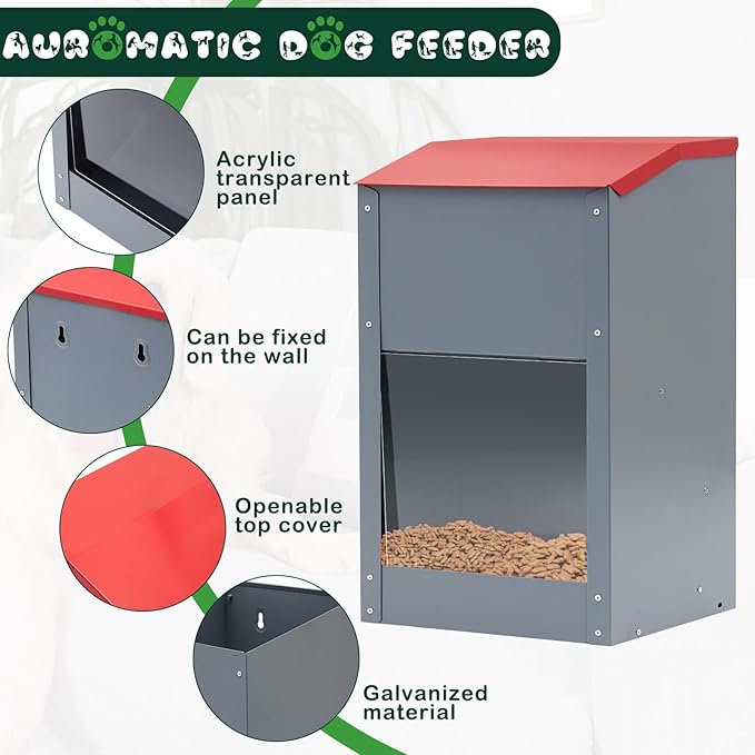 2 Pcs Automatic Dog Feeders for 2 Dogs and 1 Water Dispenser 25 Pound Large Breed Gravity Food Feeder Dispenser 2.2 Gallon Automatic Pet Waterer for Large Breed Cats Pets Livestock Chicken