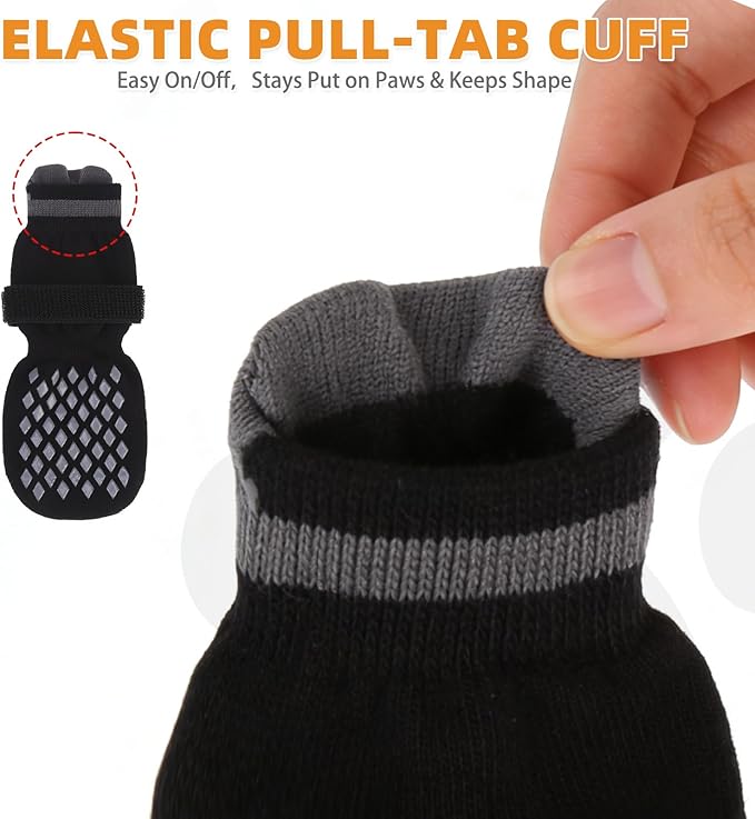 KOOLTAIL Anti Slip Dog Socks Booties to Prevent Licking Paws Scratching, Pet Boots&Paw Protector for Hardwood Floors, Dog Shoes for Winter, Traction Control Grip Socks for Small Medium Large Dogs L