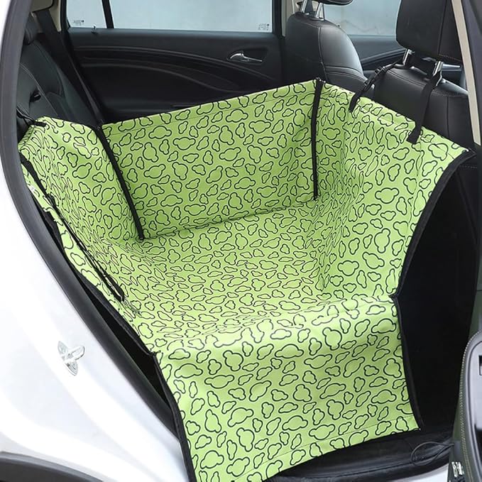 Pet Car Seat for Fiat 500e 4 Seats 2025 Washable Dog Cat Portable Breathable Bag with Seat Belt Foldable Pet Seat Cover Suitable for Pets Up to 20kg,Green Cloud