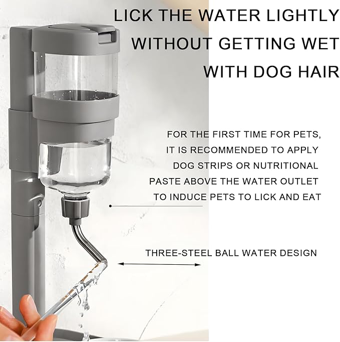 Pet Automatic Water Feeder, 770ml Adjustable Height Stainless Steel Pet Water Dispenser, Feeding Water and Feeding Dual-Purpose, Suitable for cat and Dog Families, Indoor &Outdoor (Lake Blue)