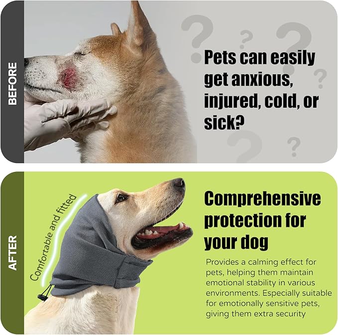 Dog Reducing Noise Hoodies - Ear Covers for Bath, Thunderstorms & Anxiety Relief - Warm, Windproof Ear Cover Hat