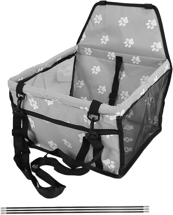 Small Dog Car Seats, Portable Puppy Dog Car Carrier, Folding Pet Car High Back Booster Seats with Adaptable Straps for Small Pets(44cm-Gray)