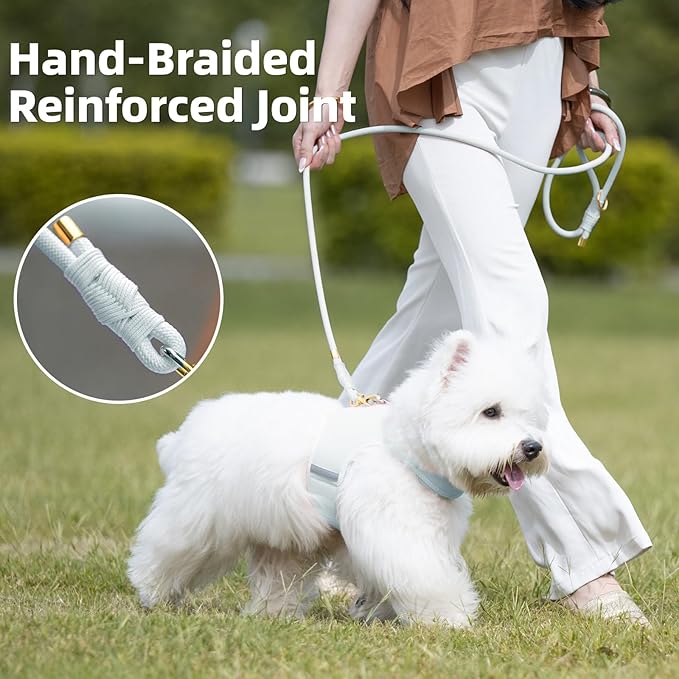 Durable Handwoven Dog Leash for Small & Medium Dogs, 5/16 inch Rope Lead with Anti-Tangle Swivel Clip, Soft & Lightweight, 5FT Long – Ideal for Daily Walking & Training (Light Blue)
