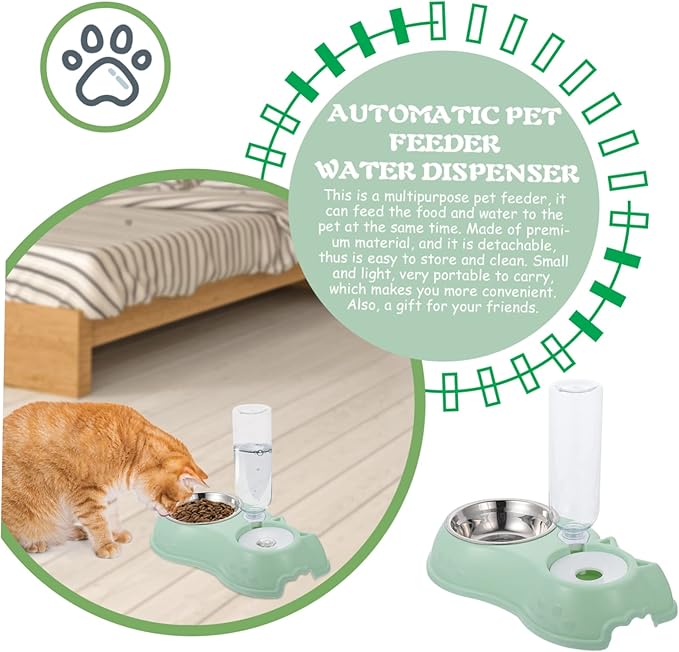 Luxshiny 1Set Pet Dual Feeder Automatic Dog Water Food Dispenser Non Slip Base Opaque Design for Freshness for Dogs and Cats