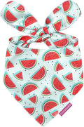 LunaMarie - Luxury Dog Bandanas - Cute Watermelon Design | Premium & Soft Fabric | 100% Handmade Custom Adjustable Shape Dual Layered Small, Medium, Large Cat Scarf (Watermelon, Medium)