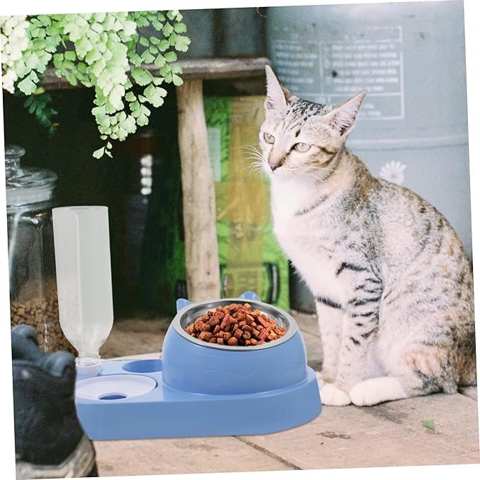 Pet Automatic Water Dispenser with Dual Bowls Stylish Durable Cat and Dog Feeder Bite-Resistant and Design Easy to Clean for Home Use