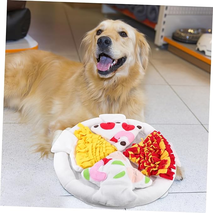 Luxshiny Pizza Shape Dog Snuffle Mat Slow Feeder Pet Smell Pad for Stress Relief and Intelligence Training Material Interactive Nose Work for Dogs and Cats