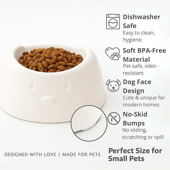 Dishes for Medium and Small Pets – No Spill Dog Food and Water Bowl – Non-Slip Dog Maze Food Bowl, Dishwasher Safe, Odor-Resistant, Lightweight Puppy Feeding Station. (White, Small)
