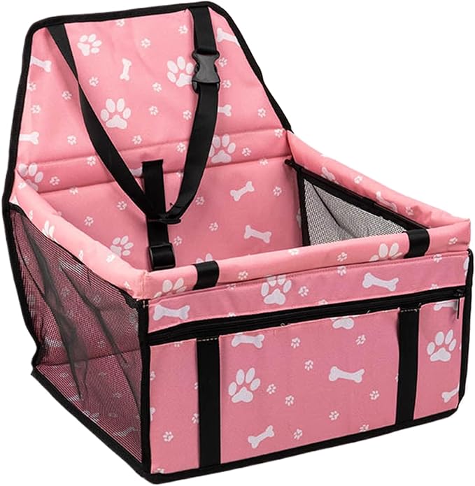 Dog Car Seat, Portable Booster Seat with Storage Pocket, Foldable Pet Travel Accessory, Puppy Carseat Organizer, Durable Safety Carrier, Versatile Solution for Road Trip Vet Visits Park SUV Truck Use