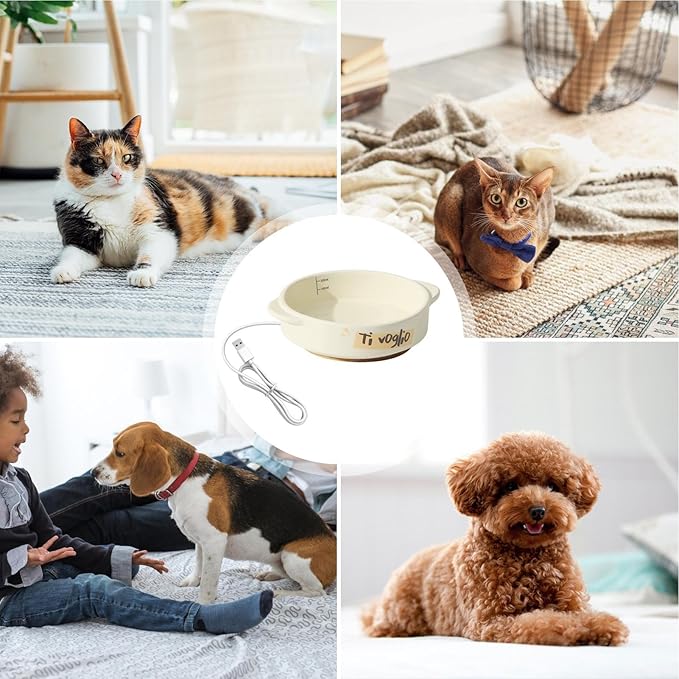 Ceramic Pet Heating Bowl - Constant Temperature Drinking Dish, Automatic Warm Water Feeder, Cold Weather Care Accessory | Chickens Birds Rabbits Cats for Chickens Birds Rabbits Cats