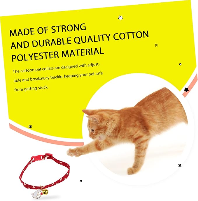 Yardwe 5Pcs Adjustable Pet Collars with Buckle and Bell Candy Style Safe for Dogs and Cats Easy Release Elastic Strap for Everyday Use