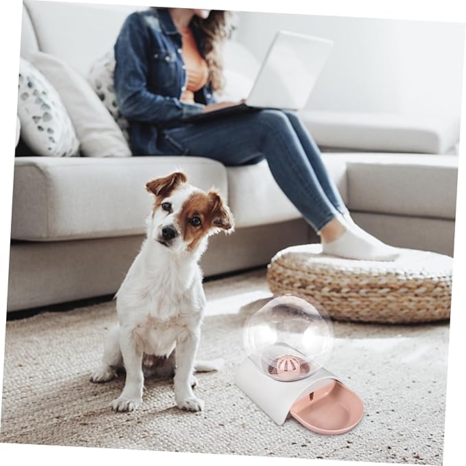 1PC Large Capacity Pet Automatic Water Dispenser Durable Transparent Bubble Water Bowl for Dogs Cats Lightweight Design Easy to Clean for Home Outdoor Use Pink