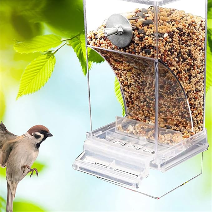 Automatic Pet Feeder, Automatic Dry Food Dispenser Bird Feeder, for Pet Feeder, Cats, Large Dogs(Transparent)