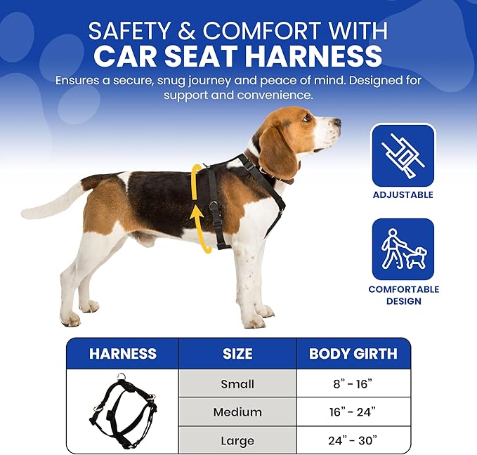FidoRido Dog Car Seat - Pet Booster Seat for Small to Large Dogs with Comfortable Cushions, Sherpa Cover, and Safety Straps, Easy to Install, Ideal for Travel, Beige Sherpa - Large Harness