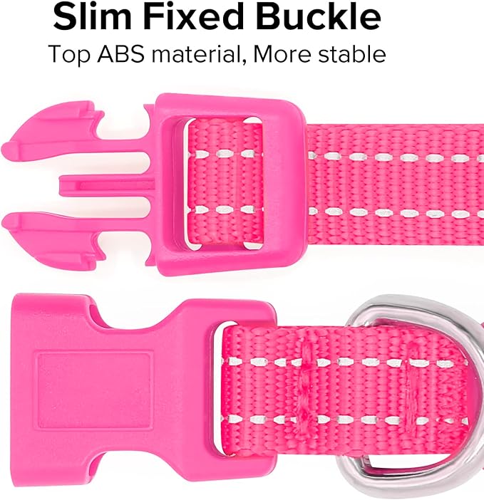 Light up Dog Collar for Small Dog,Vizpet XS Adjustable Size Nylon Collar USB Rechargeable Bright Safety Pet Collar for Cats Dogs (Pink)