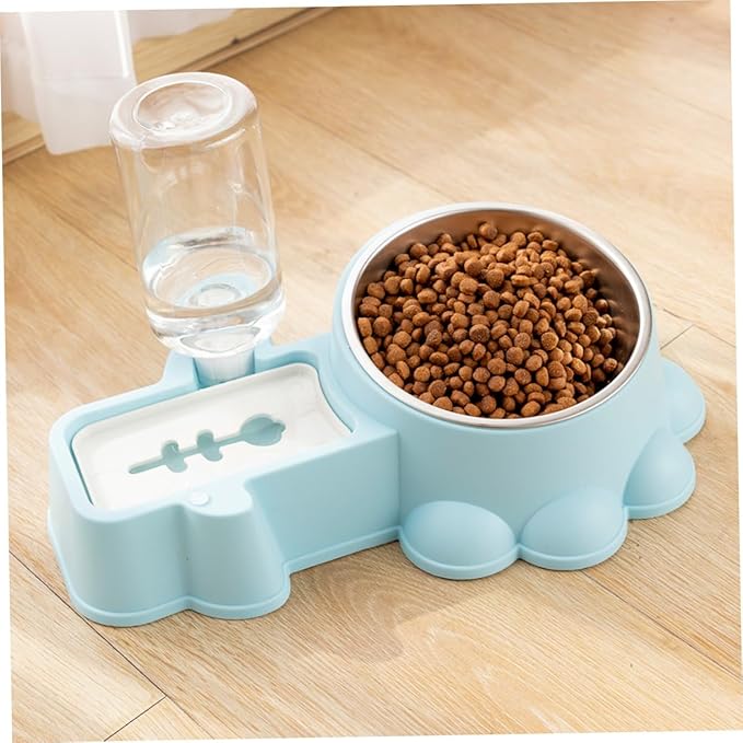 BESPORTBLE 1set Multi-Function Pet Bowl Automatic Water Dispenser Feeding Bowl for Cats and Dogs Stainless Steel Easy for Home and Pet Stores