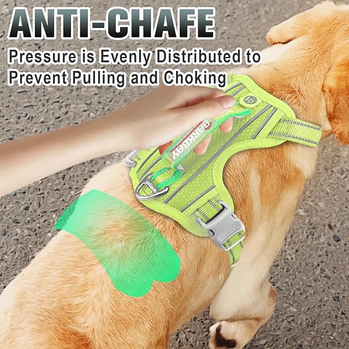 BARKBAY No Pull Dog Harness Large Reflective Dog Harness with Front Clip and Easy Control Handle for Walking Training Running with ID tag Pocket(Sunlight,L)