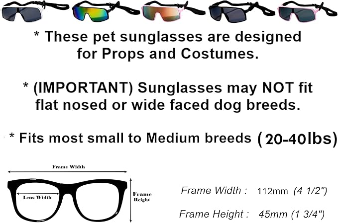 G010 Dog Pet Turbo Sports Sunglasses Medium Breeds 20-40 lbs (Sports Turbo Black-Rainbow Mirror)