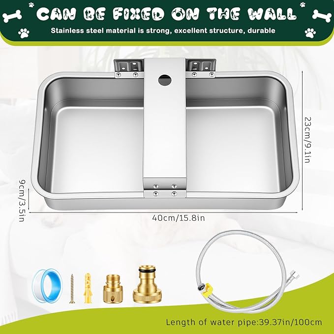 2 Pcs Automatic Dog Feeders for 2 Dogs and 1 Water Dispenser 25 Pound Large Breed Gravity Food Feeder Dispenser 2.2 Gallon Automatic Pet Waterer for Large Breed Cats Pets Livestock Chicken