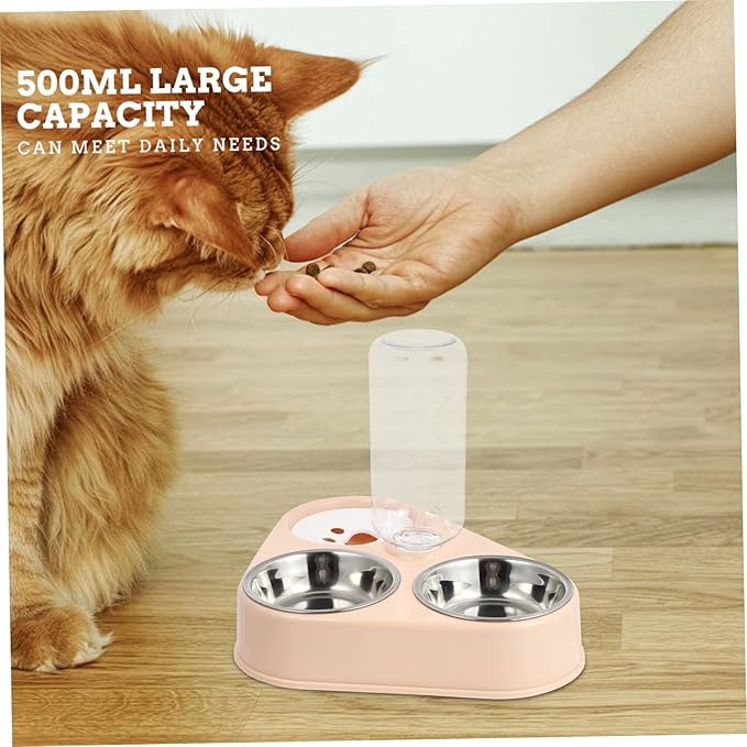 Cat Dog Automatic Water Dispenser Stainless Steel Food Bowls Pet Feeding Bottle