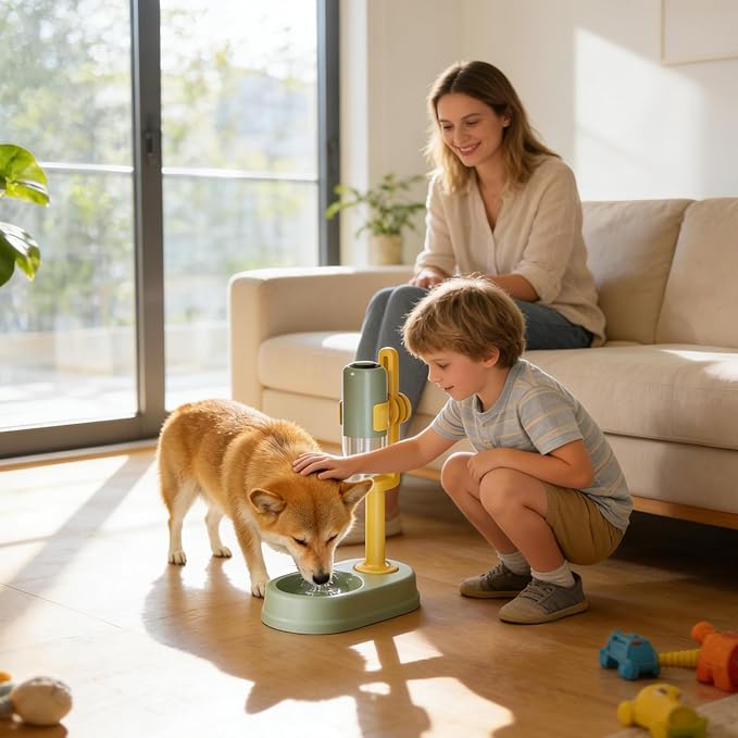 Genérico Automatic Pet Water Dispenser – Raised Drinker with Slow Dispenser | 750 ml of Water in Standing Pet Bowl with Adjustable Height | for Small Animals