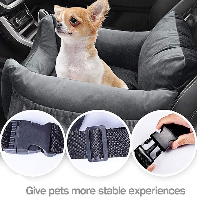 Car Seat Booster Bed,Dog Car Seat for Small Dogs Or Cats,Dog Safety Car Seat with Storage Pocket, Clip-On Safety Leash and Washable Cover for Dog, Cat, and Any Pets Under 25Lbs