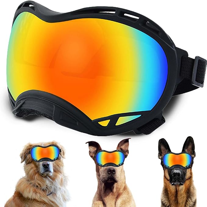Dog Sunglasses,Doggles Anti-UV Protection,Pet Sunglasses with Adjustable Strap,Suitable for Motorcycle Car Driving Bike Riding Hiking Swimming Wind Dust Fog Dog Eye Protection