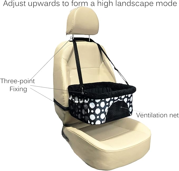 Pet Car Booster Seat for Small Dogs Cats with Clip on Safety Leash,Breathable Pet Dog Cat Car Booster Seat,Portable Travel Car Carrier Bag for Small Dogs Puppies Up to 17 Lbs