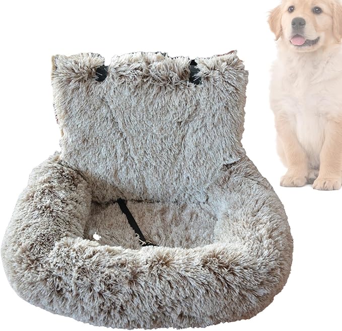 Car Seat Dog,Plush Puppy Car Seat Cushion - Washable Cushion Comfortable Travel Bed for Vehicle Truck Camping Adventures Vet Visit Daily Commuting Traveling