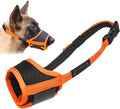 LUCKYPAW Dog Muzzle Anti Biting Barking and Chewing with Comfortable Mesh Soft Fabric and Adjustable Strap, Suitable for Small, Medium and Large Dogs(Orange,L)