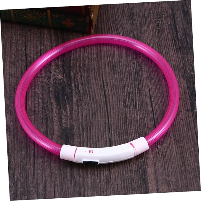 BESPORTBLE Dog Collar Rechargeable Neon Led Collar for Pets 3 Light Modes Charging Pink