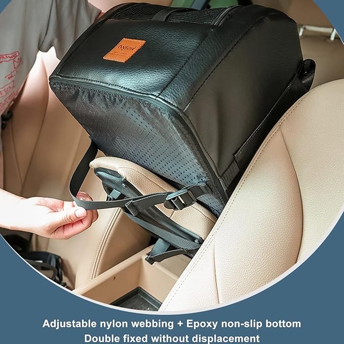 Dog Car Seat for Cat and Small Dog,Dog Booster Seat Car Armrest Nest for Car Center Console,Pet Travel Carrier Hammock Travel Bed Washable with Storage Pockets and Clip-On Leash